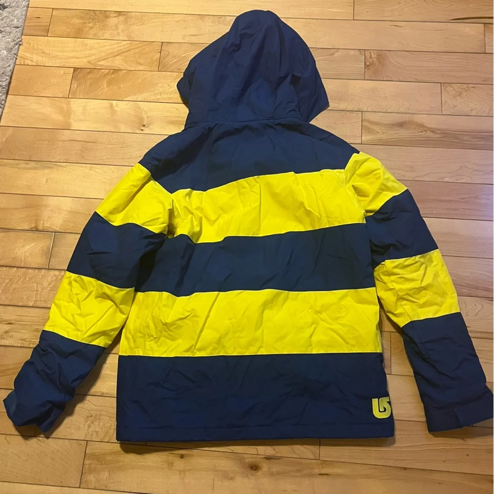 Burton Kids Yellow Navy Blue Striped Ski Snowboard Coat large Chittagong Dryride